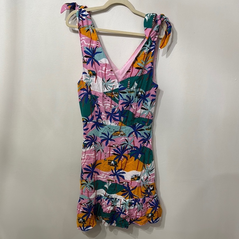 Sam Edelman Tropical Print Island Scene A-Line Dress NWT